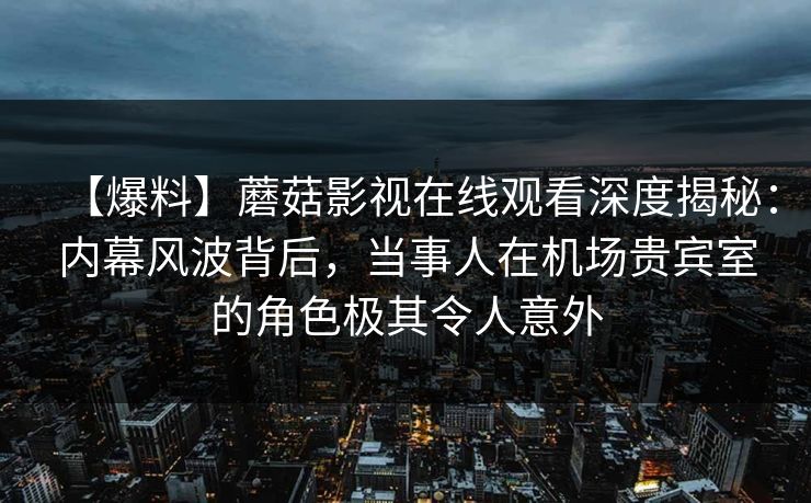 【爆料】蘑菇影视在线观看深度揭秘：内幕风波背后，当事人在机场贵宾室的角色极其令人意外