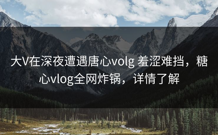 大V在深夜遭遇唐心volg 羞涩难挡，糖心vlog全网炸锅，详情了解